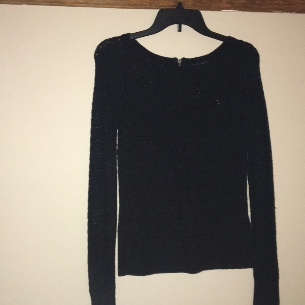 Black Textured American Eagle Sweater with Zipper